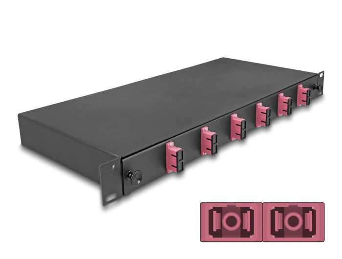 Delock 19? LWL Spleißbox 6 x SC Duplex OM4 1HE spleißfertig komplett bestückt Delock 19? LWL Spleißbox 6 x SC Duplex OM4 1HE spleißfertig komplett bestückt